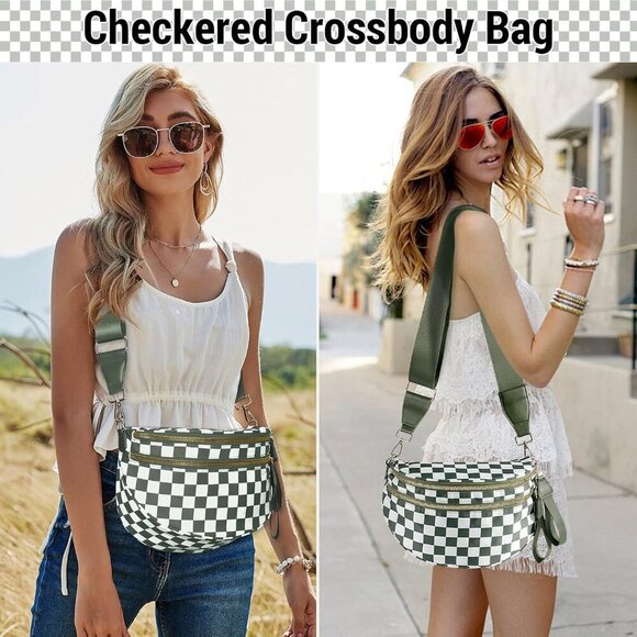 Spacious Nylon Checkered Purse with Adjustable Strap for Every Occasion - Picture 6 of 6